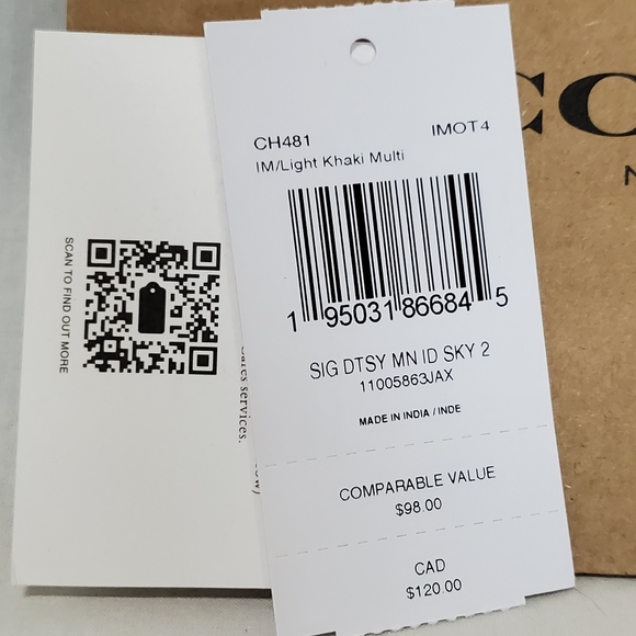 Coach Mini Skinny Id Case In Signature Canvas With Ditsy Print NWT - Picture 6 of 6